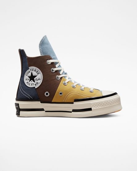 Zapatillas Altas Converse Chuck 70 Plus Material Mashup Hombre Marrones Azul Marino | PE 587WE4